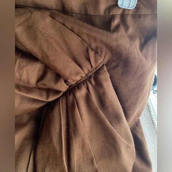 L.A.M.B. Skirt Women Sz  8  copper draped Bow Shimmer Gold Cotton Blend Straight - Picture 12 of 15